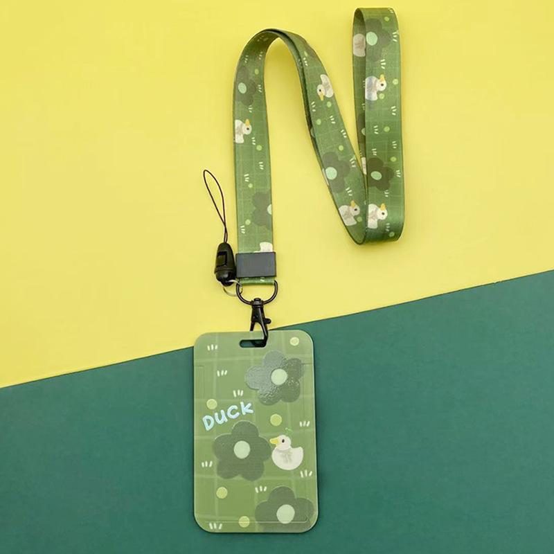 Kawaii Cartoon Slide Case ID Tag Working Permit Cover Sleeve Bear Rabbit Prints Working Permit Name Card Badge Holder