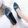 Туфли для женщин на низком каблуке элегантные с острым носком женские туфли-лодочки синие офисный шик слипоны акция Y2k обувь для отпуска весна последнее