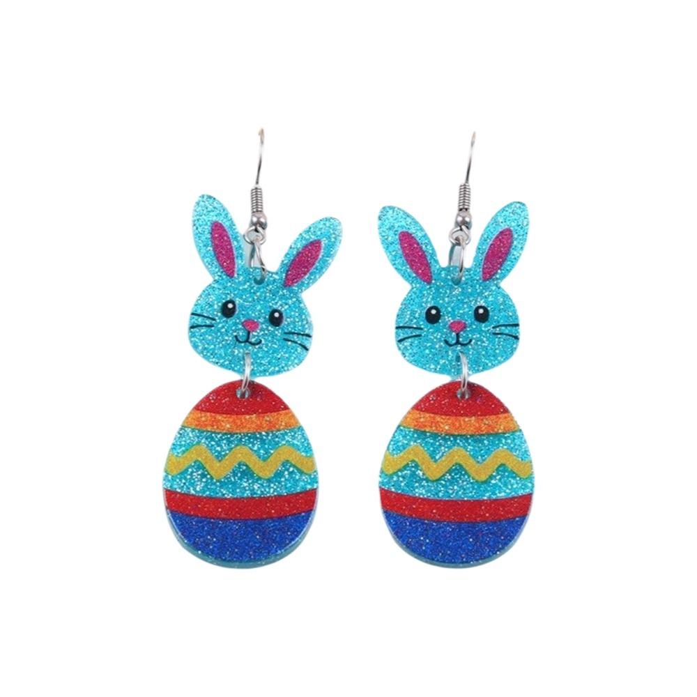 Cartoon Easter Egg Earrings Acrylic Easter Egg Dangle Earrings Bunny Pendant Earrings  Gifts