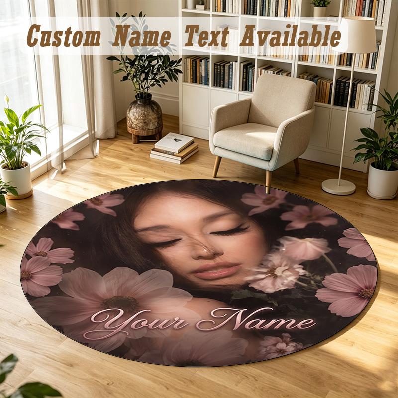Round Rug Custom NameAriana Grande Pattern Non Slip Carpet Home Floor Decor