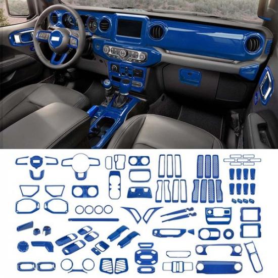 Синий Полный Комплект Декоративных Накладок на Центральную Консоль для Jeep Wrangler JL JT 2018-