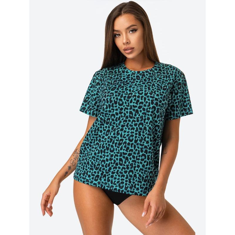 Летняя футболка с круглым вырезом и короткими рукавами с леопардовым принтом 3D, модная повседневная спортивная одежда