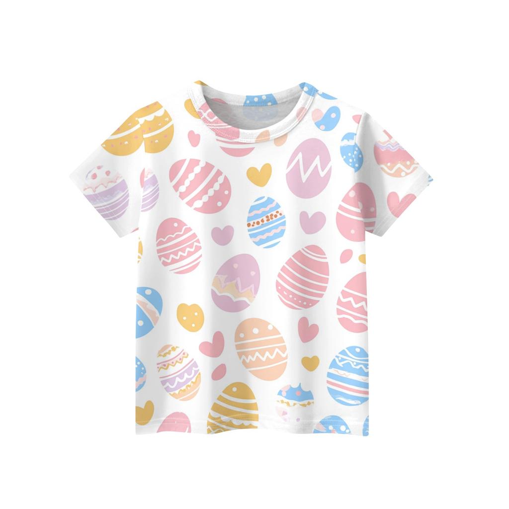 Детская модная повседневная футболка с коротким рукавом и принтом в виде Пасхи и круглым вырезом