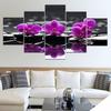 5 Panels Zen Stones Purple Butterfly Orchid Canvas Painting Posters and Prints Wall Art Pictures Living Room Home Decor No Frame