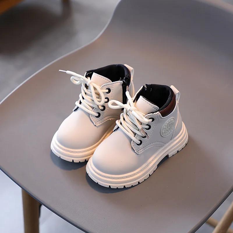 Детская обувь Модные весенние ботильоны для женщин Дизайнерские ботинки для девочек Нескользящие кожаные ботинки для мальчиков Botines Para Mujeres