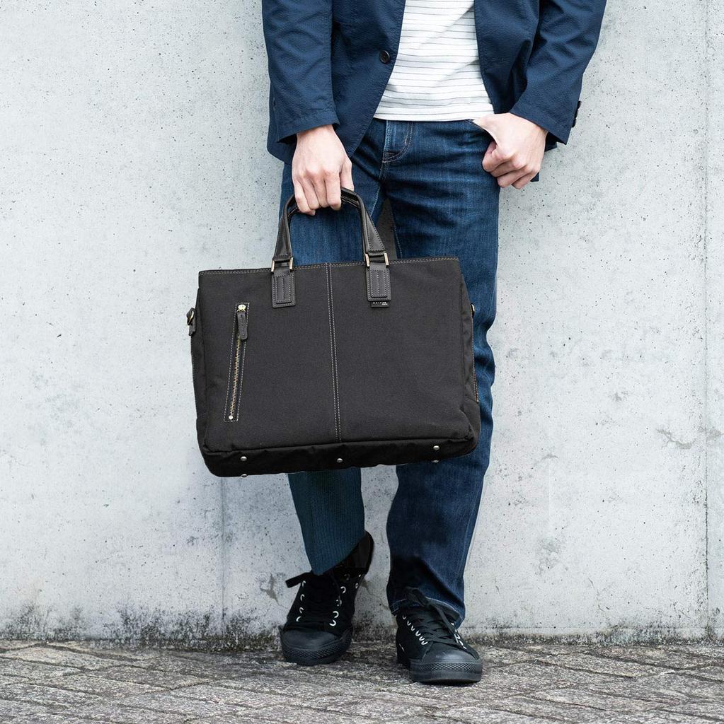 Made In Japan Business Bag Toyooka Sewing Toray Super Strong Nylon Type Wide PC Storage Black [Sanwa Direct] 13.3 200-BAG157BK