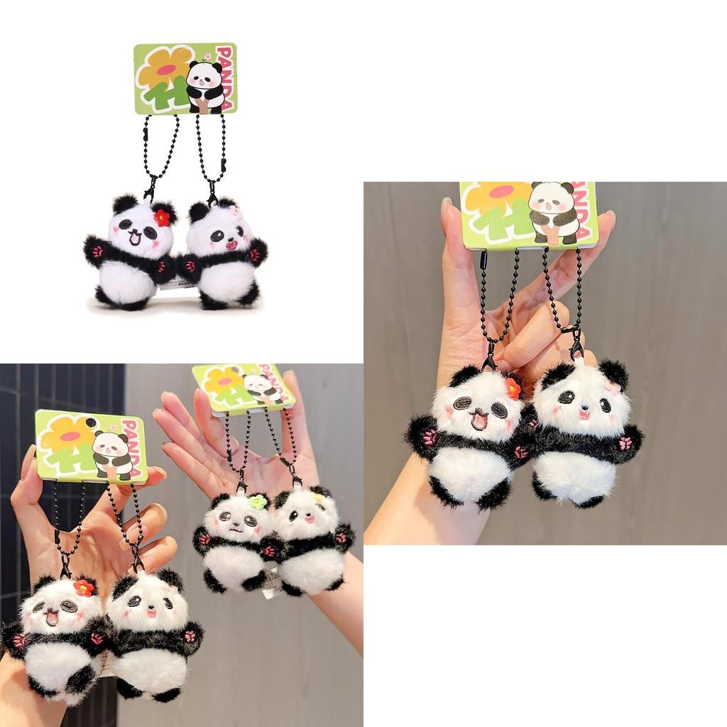 Flowers Panda Design Cute Animal Plush Pendant Keychain For Gift Accessories And