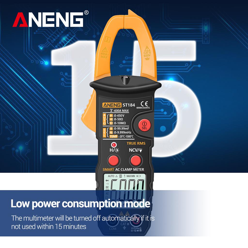 Aneng Цифровой мультиметр True RMS, клещи, детектор напряжения постоянного/переменного тока, амперметр переменного тока с омом