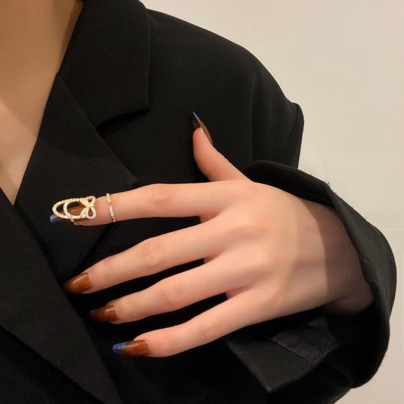 Корейское регулируемое кольцо с кристаллом циркония и жемчугом для женщин