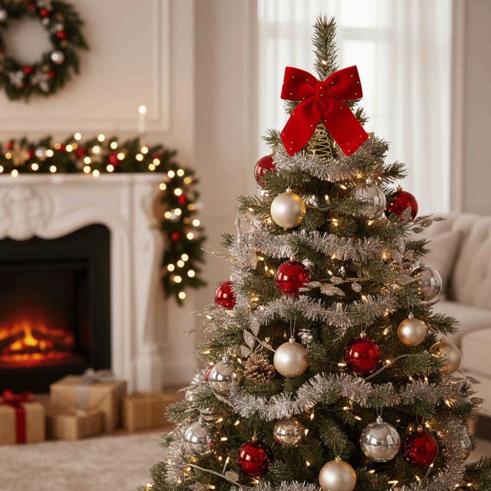 Decorative Velvet Ribbon Bow Extra-Large Flocked Christmas Bow  Holiday Display