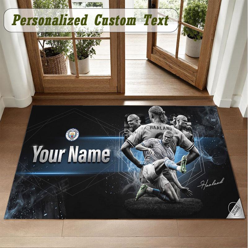 Crystal Velvet Square Rug Custom NameErling Haaland Pattern Non Slip Home Floor Decor Rug
