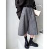 Ju Zhi Early Autumn Plaid Wool Wide-Leg Retro Houndstooth Pants