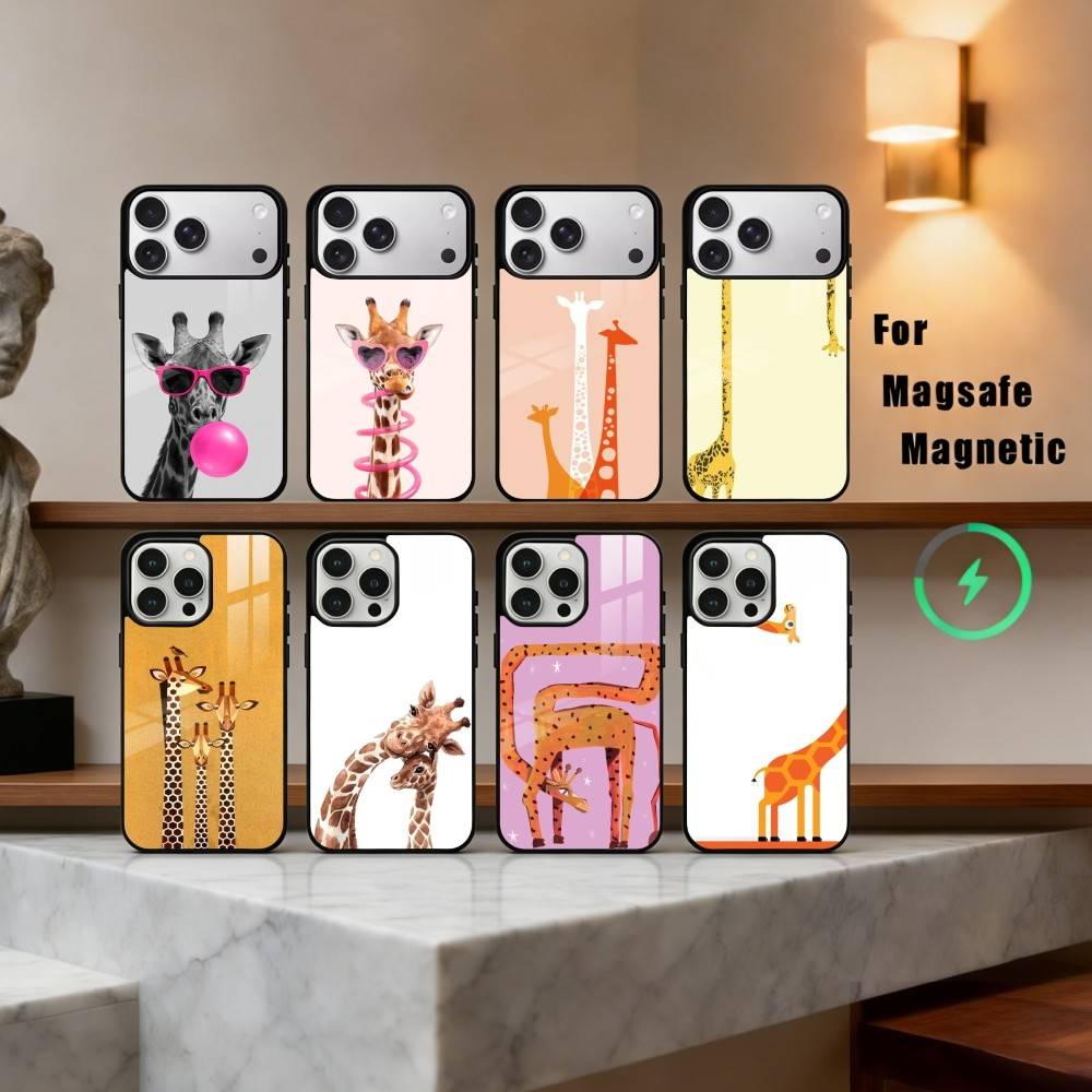Высокая Жирафа Арт Чехол для Телефона для iPhone 17, 16, 15, 14, 13, 12, 11 Plus, Pro Max Магнитный Для Magsafe Беспроводной Зарядки