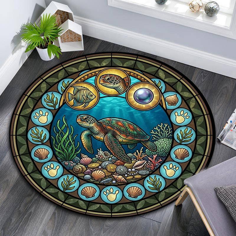 Oceanic Glass Round Area Rug Under Office Chairs Bedroom Living Room Home Decor