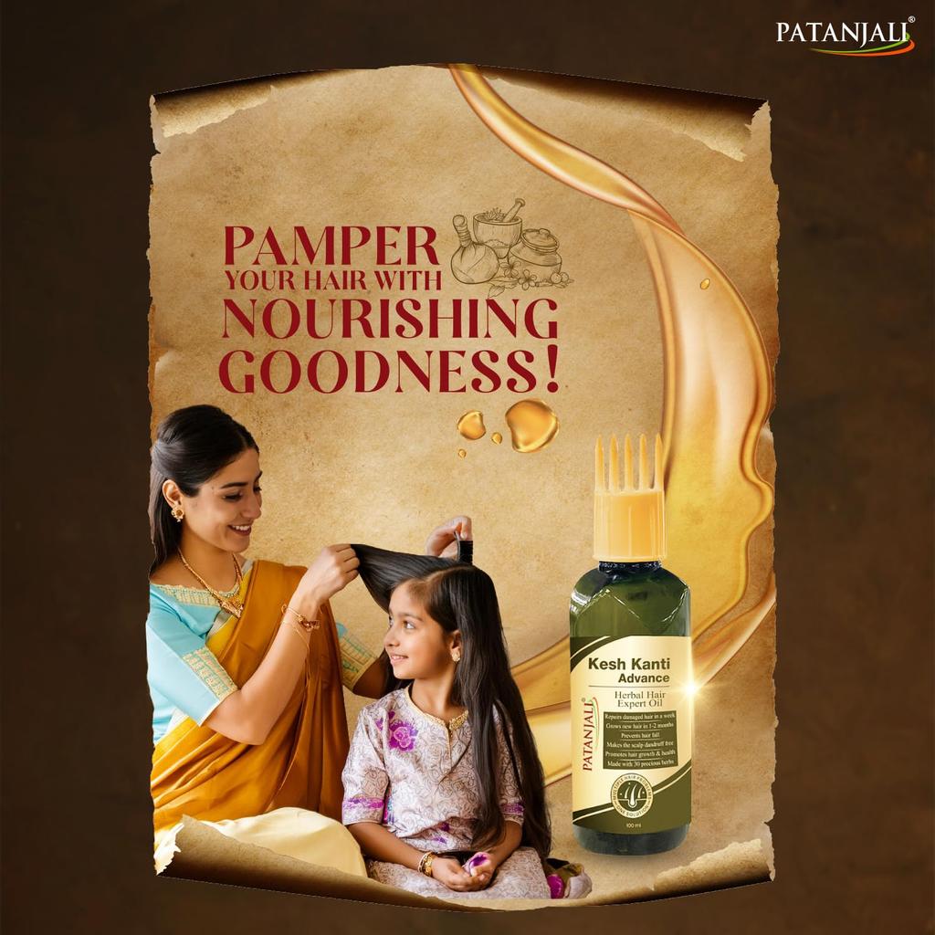 Масло для волос Patanjali Kesh Kanti Advance Herbal Hair Expert 100 мл Питательный уход за кожей головы для более сильных и длинных волос Мужчины Женщины