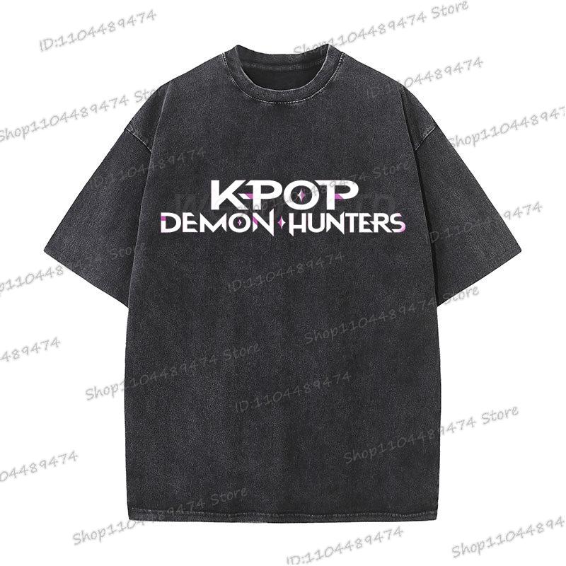 Новый фильм K-Pop Охотники на демонов Тигр Футболка Летняя Хлопковая Футболка с Коротким Рукавом для Женщин Мужчин Повседневная Постиранная Винтажная Футболка Топы