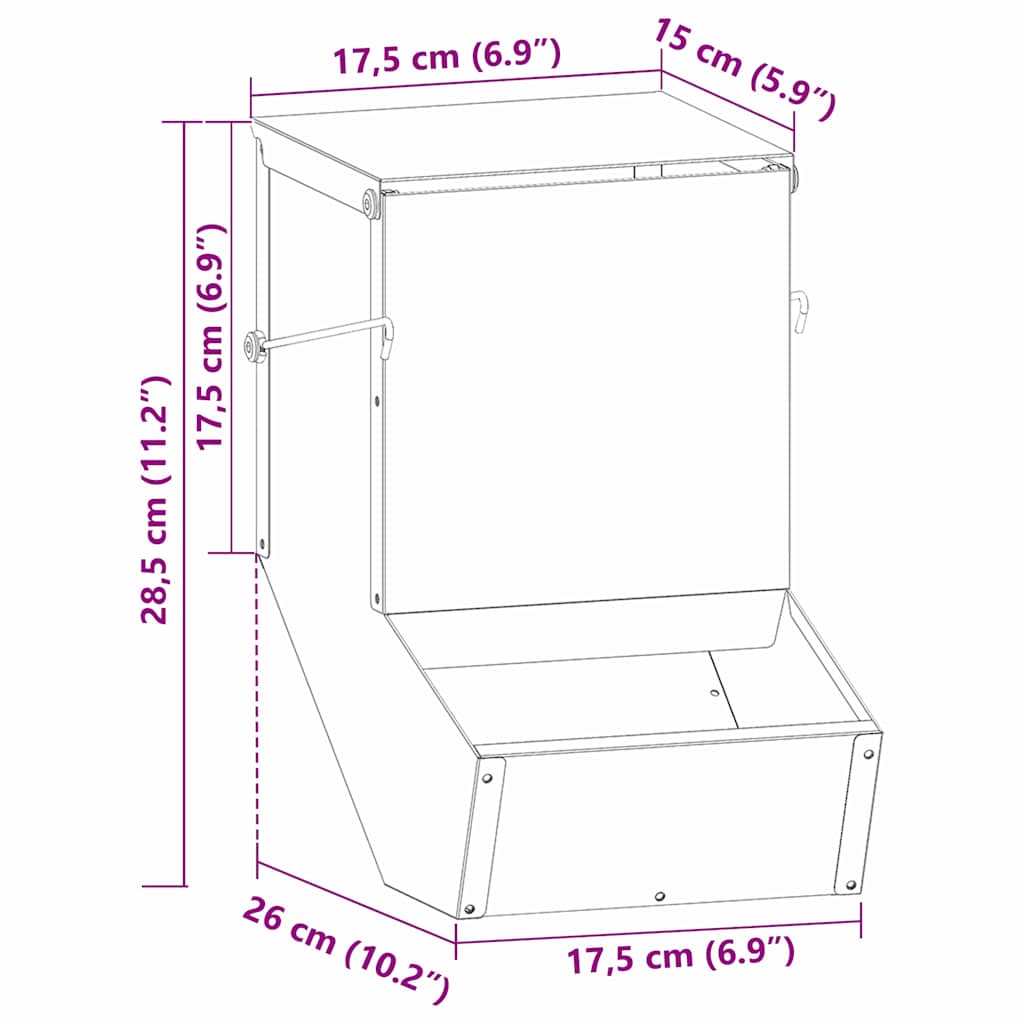 Rabbit Feeder Silver 17.5 x 26 x 28.5 cm Galvanized Steel
