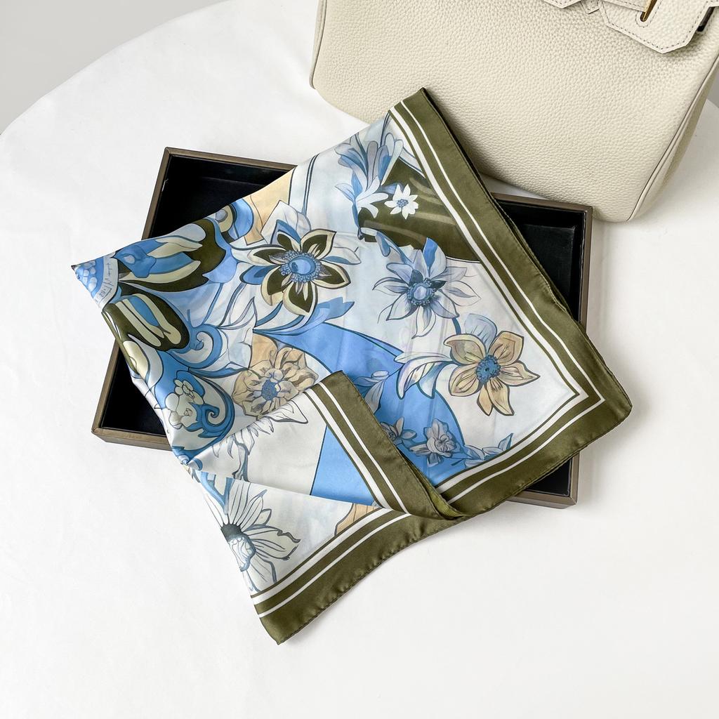Muse Festival Gifts Silk Scarves Satin Imitation Silk Scarves Small Square Scarves Advanced Sunscreen Neck Thin Small Scarves Wholesale