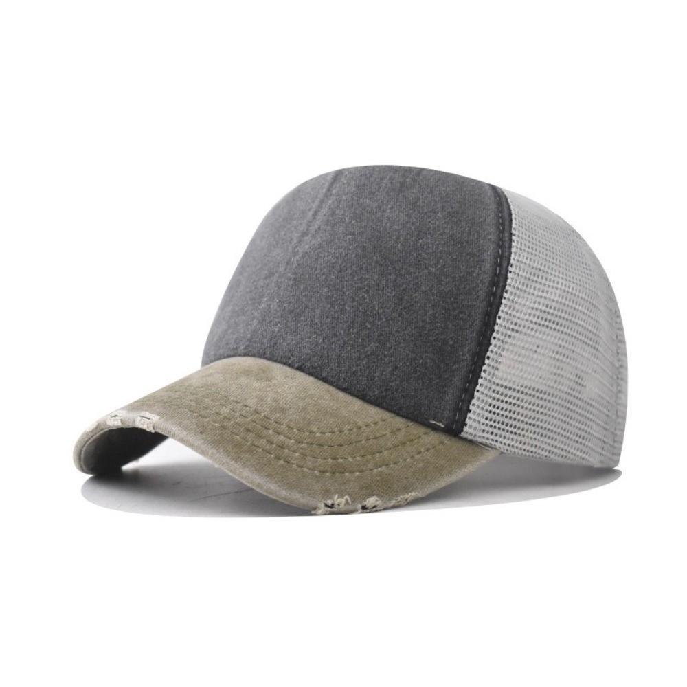 Breathable Mesh Sun Hat Color-blocked Snapback Hat Summer Baseball Cap