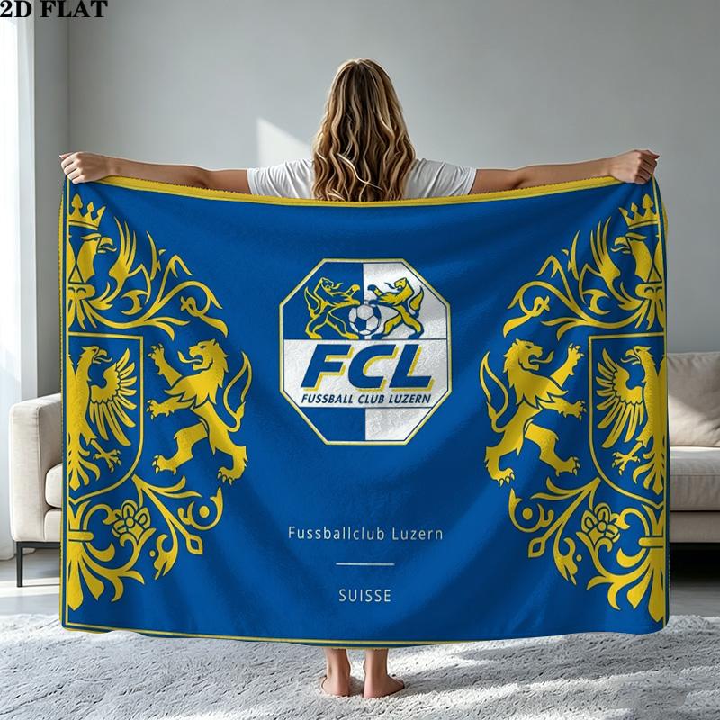 Luzern FC Print Flannel Blanket High Quality Warm Comfortable Cover for All Seasons Perfect for Gifts Home Decor