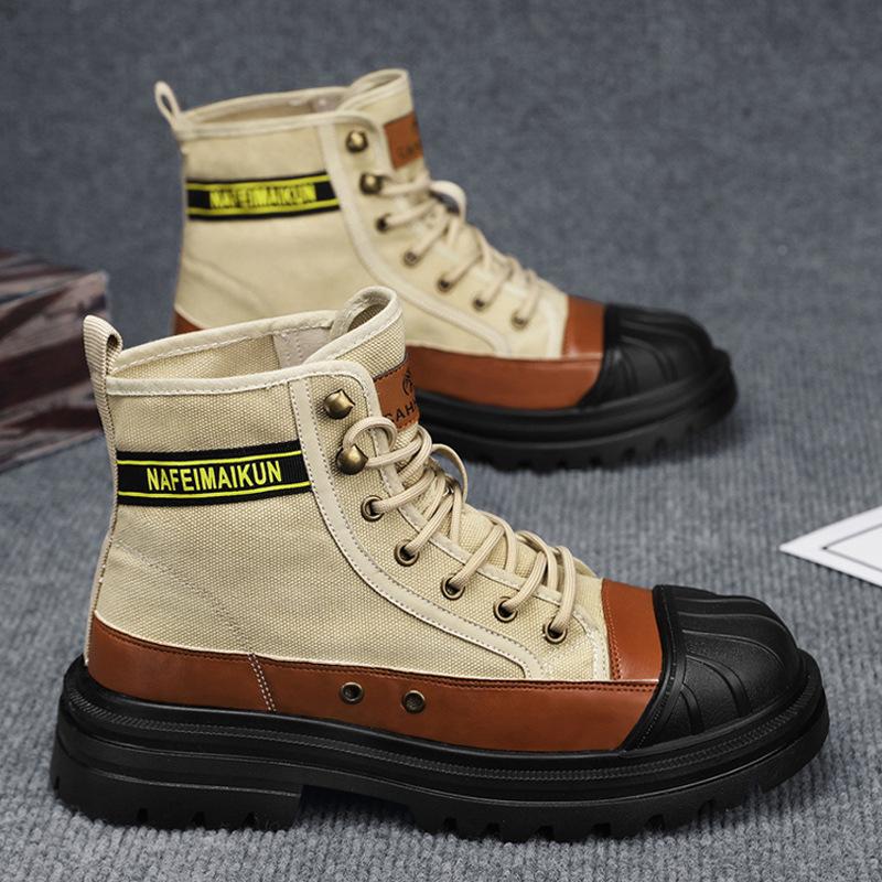 Модные мужские ботинки, рабочие ботинки для мужчин, ботинки с защитой от столкновений, дышащие ботинки, высокие ботинки для мужчин, новые