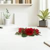 2Pcs Rose Rings Artificial Flower Wreaths with Greenery Garland Floral Pillar Centerpiece Wedding Home Party Table Decor