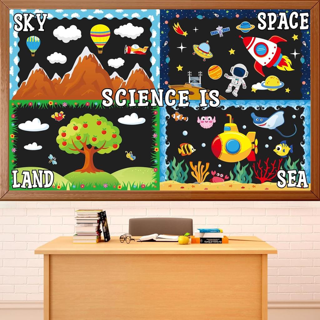 Science Bulletin Board Decorations Science is Everywhere Classroom Bulletin Board Set Sky Space Land Sea Theme Paper Cut Outs for Back to School