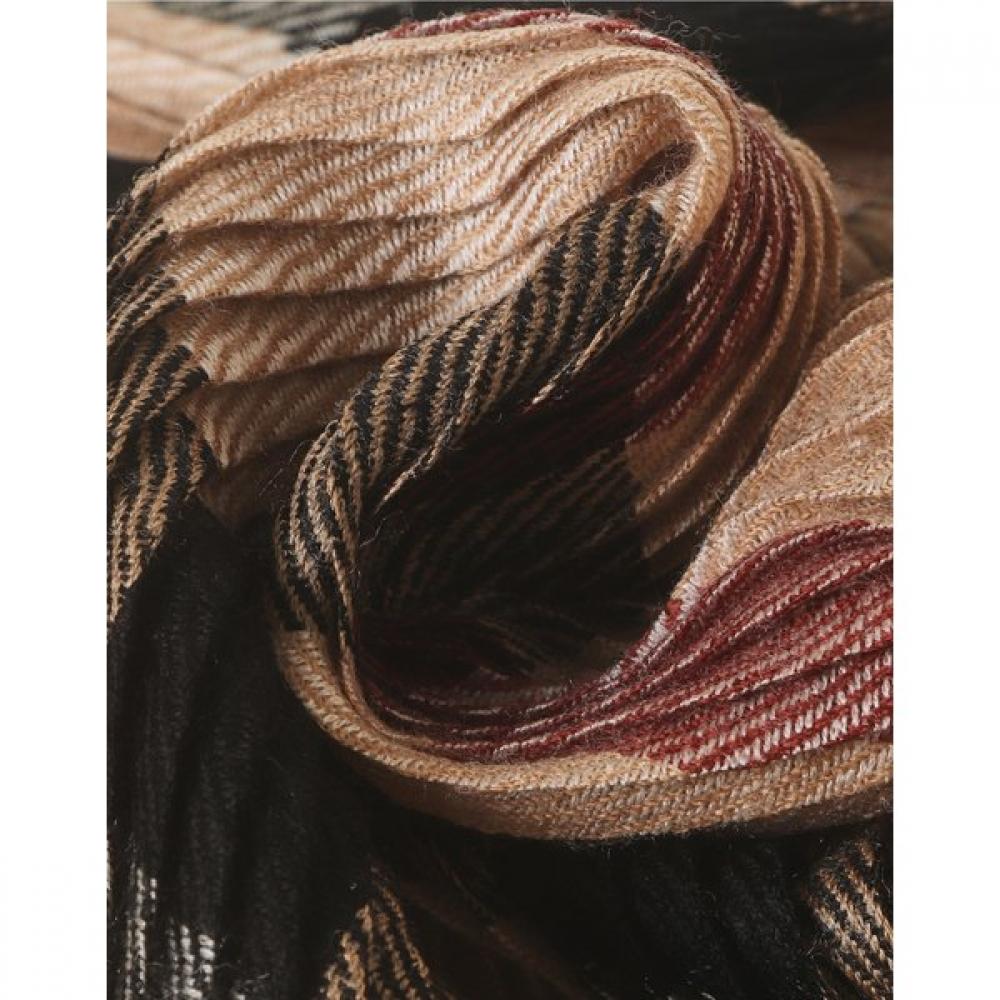 Daks Brown Check Wool 100 Pleats Scarf Dcsc3f581w3
