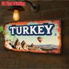 HD Aluminum Metal Sign, Turkey Cappadocia Vintage License Plate Style Wall Decor, Retro Hot Air Balloon Fairy Chimney Landscape