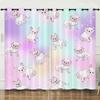 Curtain Flower Unicorn Color Gradual Change 3D Digital Printing Blackout Curtain Punching