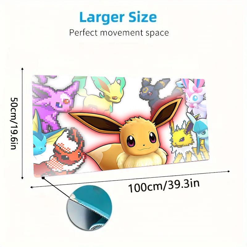Cute Pokemon Mouse Pad, Large Gaming Desk Mat, Non-slip XXL Mousepad for Laptop & Tablet, Mini PC Playmat with Stitched Edges