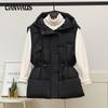 Жилет большого размера из хлопка для женщин, осень-зима, свободный воротник-стойка, хлопковые плечи, безрукавка, модный жилет