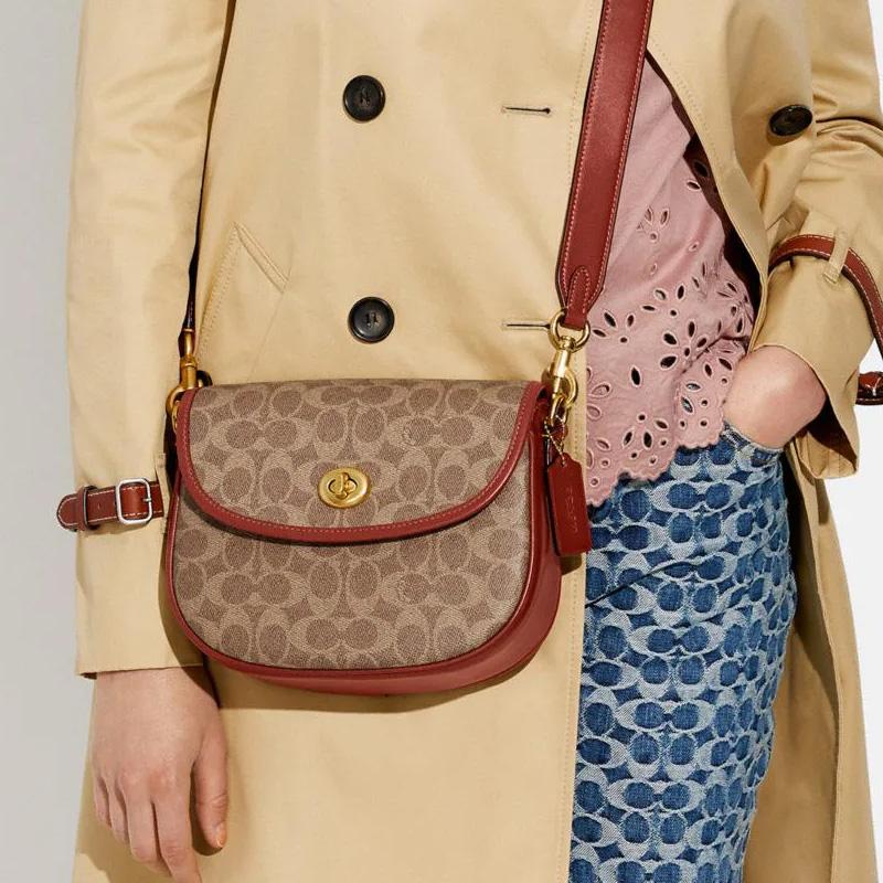 Coach Willow 20 Classic Monogram Flap Turnlock Adjustable Shoulder Strap Canvas And Leather Mini Crossbody Bag Women crossbody bag CA093-B4NQ4