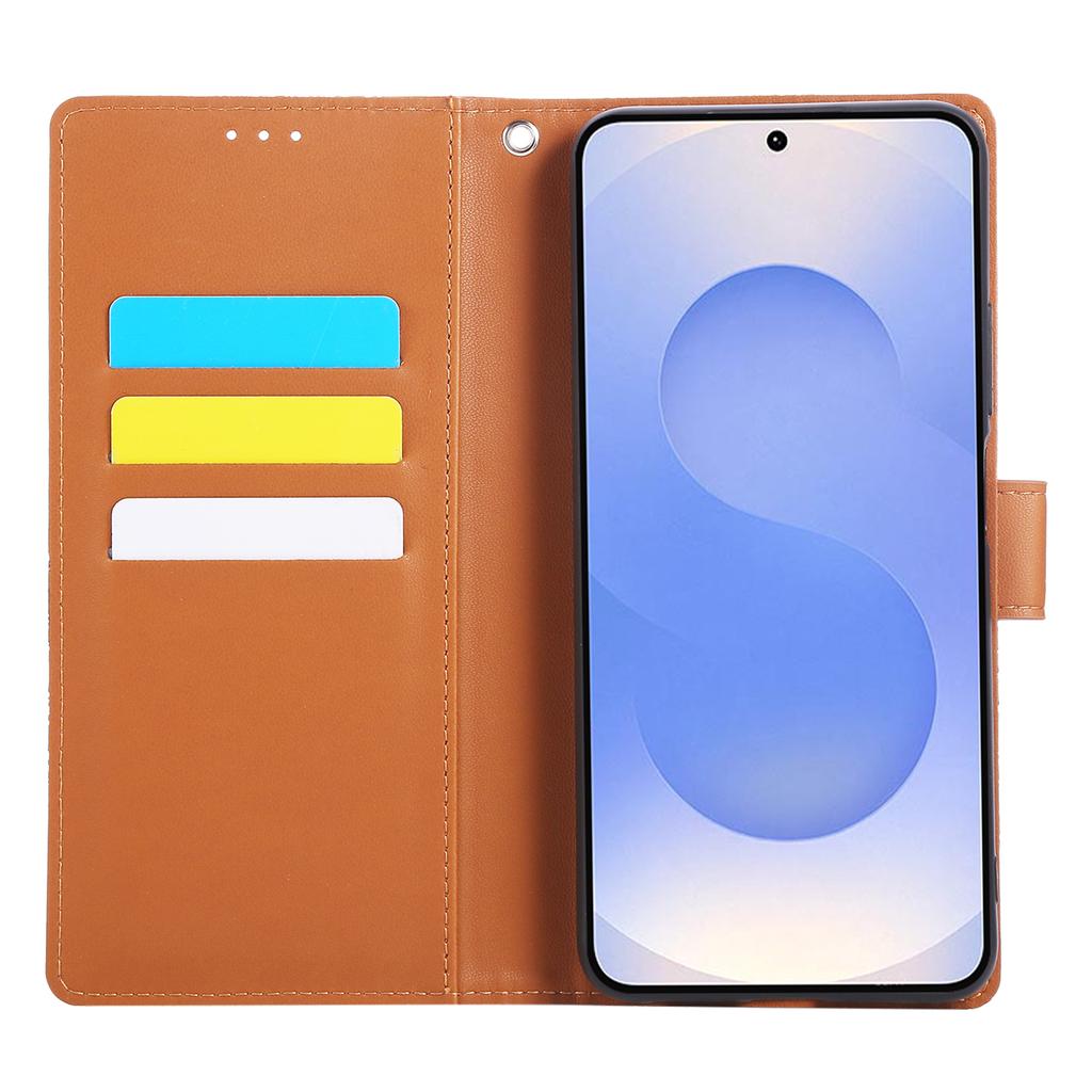 Для Samsung Galaxy S25 Чехол-книжка Edge из ПУ кожи с рисунком розы и 3 отделениями для карт