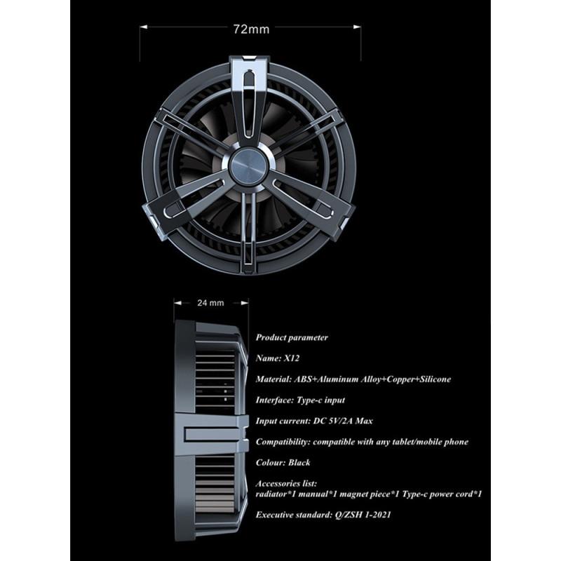 Портативный охлаждающий вентилятор для планшета X12, полупроводниковый портативный вентилятор для быстрого охлаждения, совместимый для