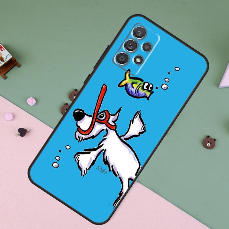 Cartoon schnauzer dog For Samsung Galaxy A26 A56 A36 A16 A22 A32 A52 A54 A14 A55 A35 A15 A53 A33 A13 A05 A06 Case