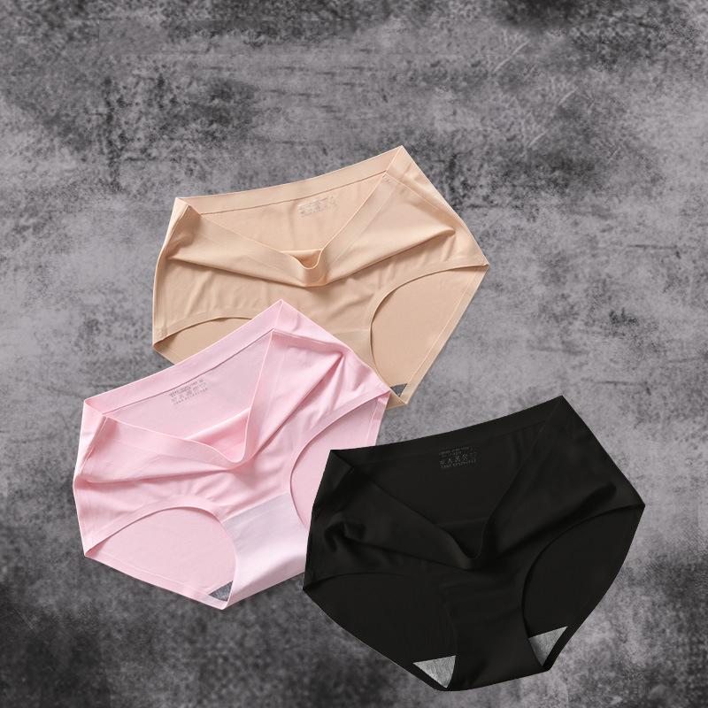 Большой размер M-XXXXL, женские бесшовные трусики из ледяного шелка, эластичные трусы со средней талией, нижнее белье, 5 шт.