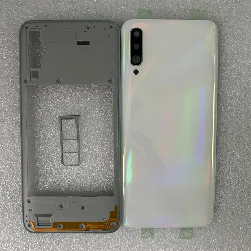 Полный корпус для Samsung Galaxy A50 2019 A505 A505F A505DS Крышка средней рамки Задняя крышка аккумулятора Задняя крышка Запасные части для ремонта