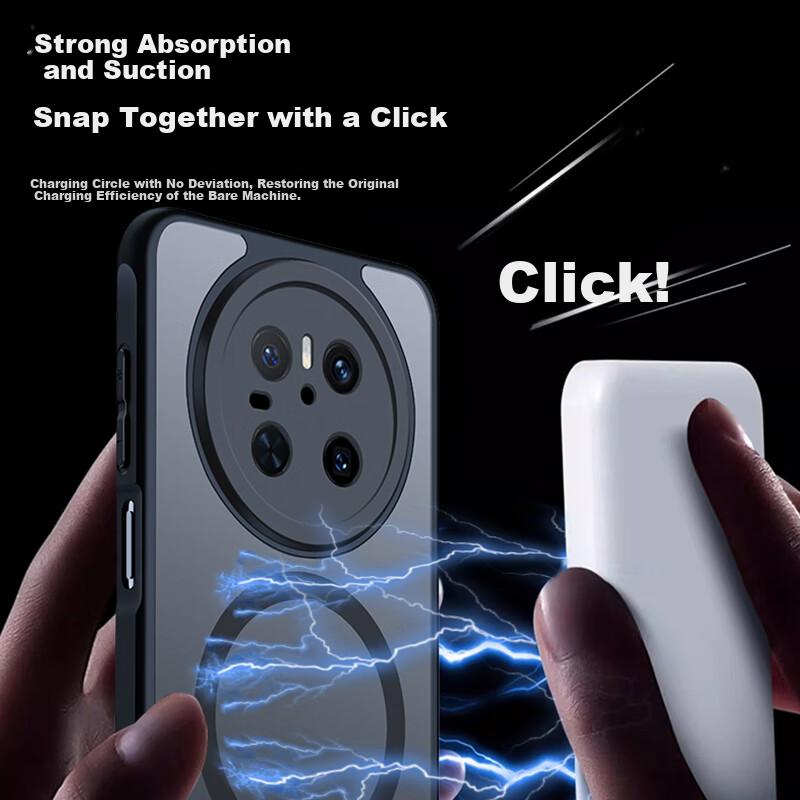 Phone Case for Huawei Mate70, Full Lens Protection, Ultra-Thin Magnetic Charging Compatible, Semi-Transparent Matte Finish, Shockproof, Simple