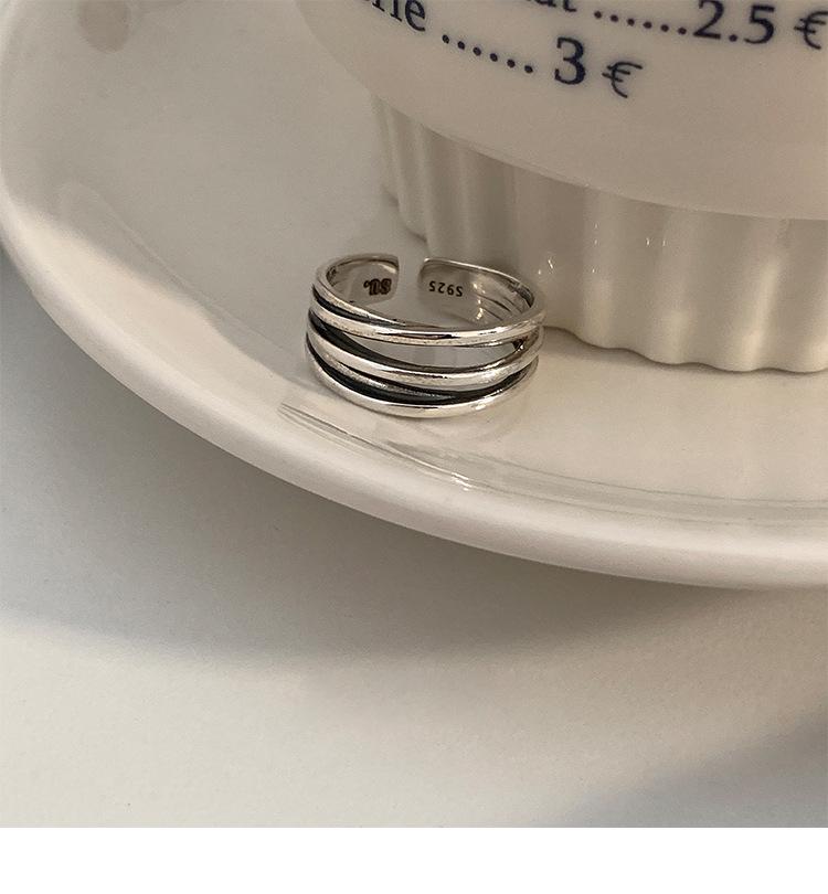 Посеребренное многослойное крестообразное открытое кольцо в европейском и американском стиле для женщин