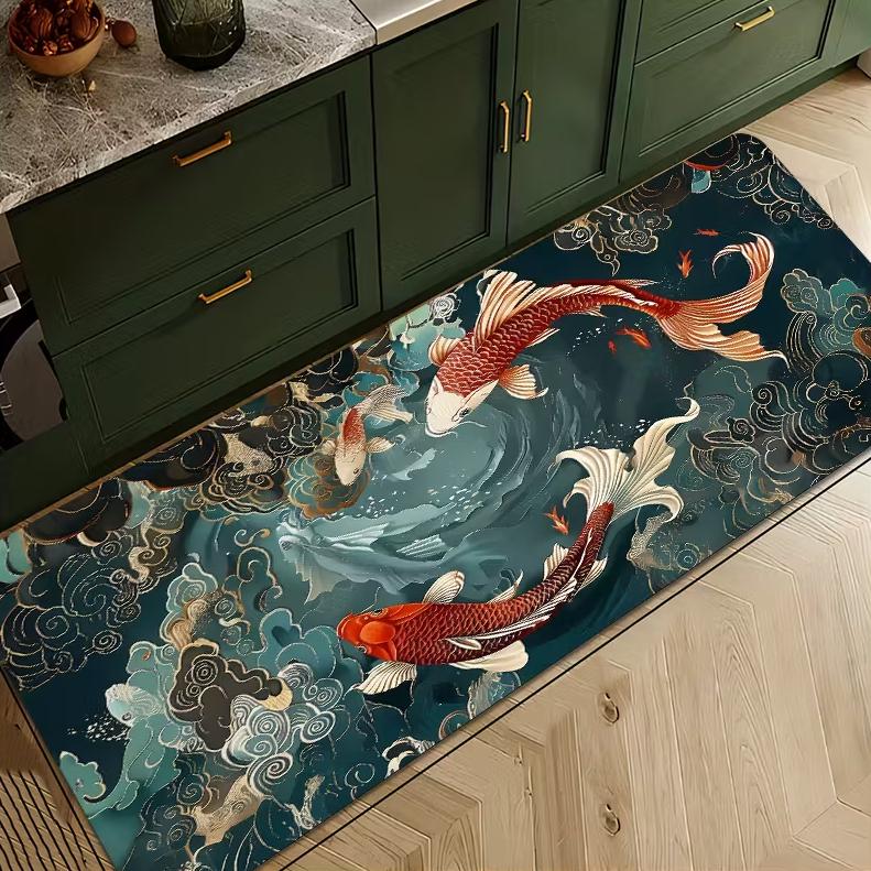 Carp Door Mat, Indoor Entrance Corridor Kitchen Laundry Room Bathroom Bedroom,Anti Slip  Carpet Home Decoration Welcome Mat