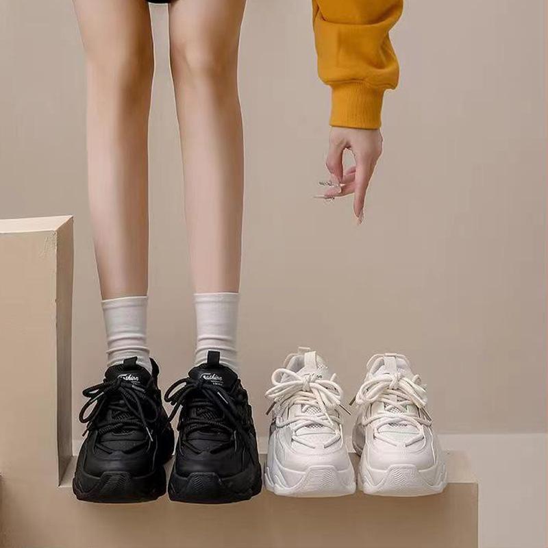 Обувь для папы, женские новые осенние универсальные кроссовки на платформе Muffin, высокие, маленькие повседневные кроссовки для бега