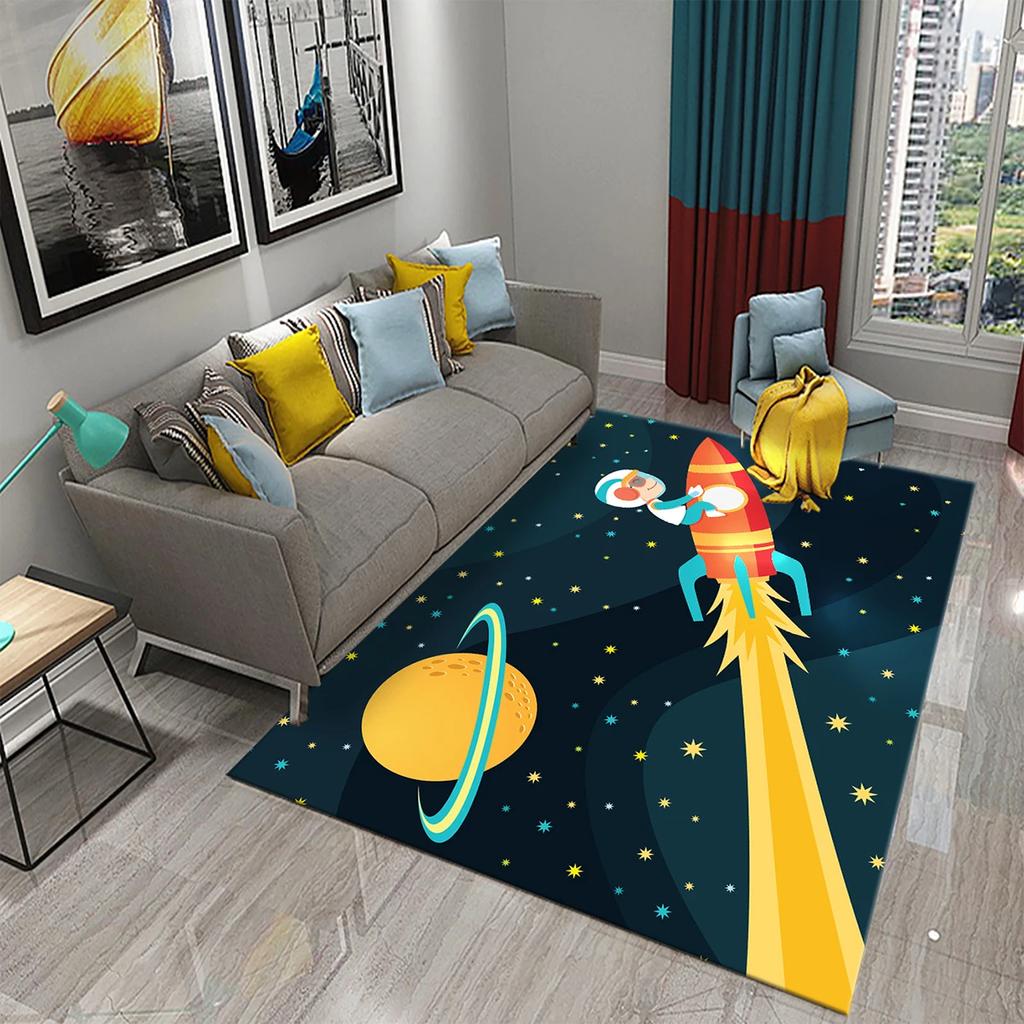 3D Мультяшный Ковер Астронавт Ракета для Гостиной Спальни Декор Ковер Зональный Детский Игровой Ползающий Мат Напольные Коврики Кухонный Нескользящий Ковер