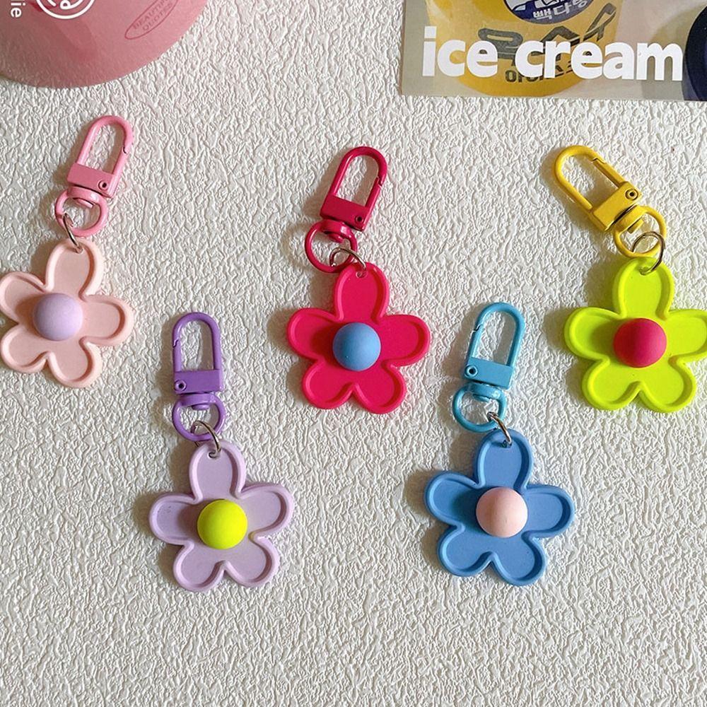 Брелок в виде цветка из мультфильма, брелок из смолы, забавный брелок для сумки, подвеска для автомобильного ключа
