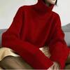 Women's Turtleneck Sweater Oversize Winter Vintage  Knitted Red Sweater Pullover Women Soft Gray Warm Sweater for Women