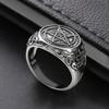 Satanic Baphomet Goat Head Ring with Inverted Pentagram Band Gothic Jewelry for Men Women