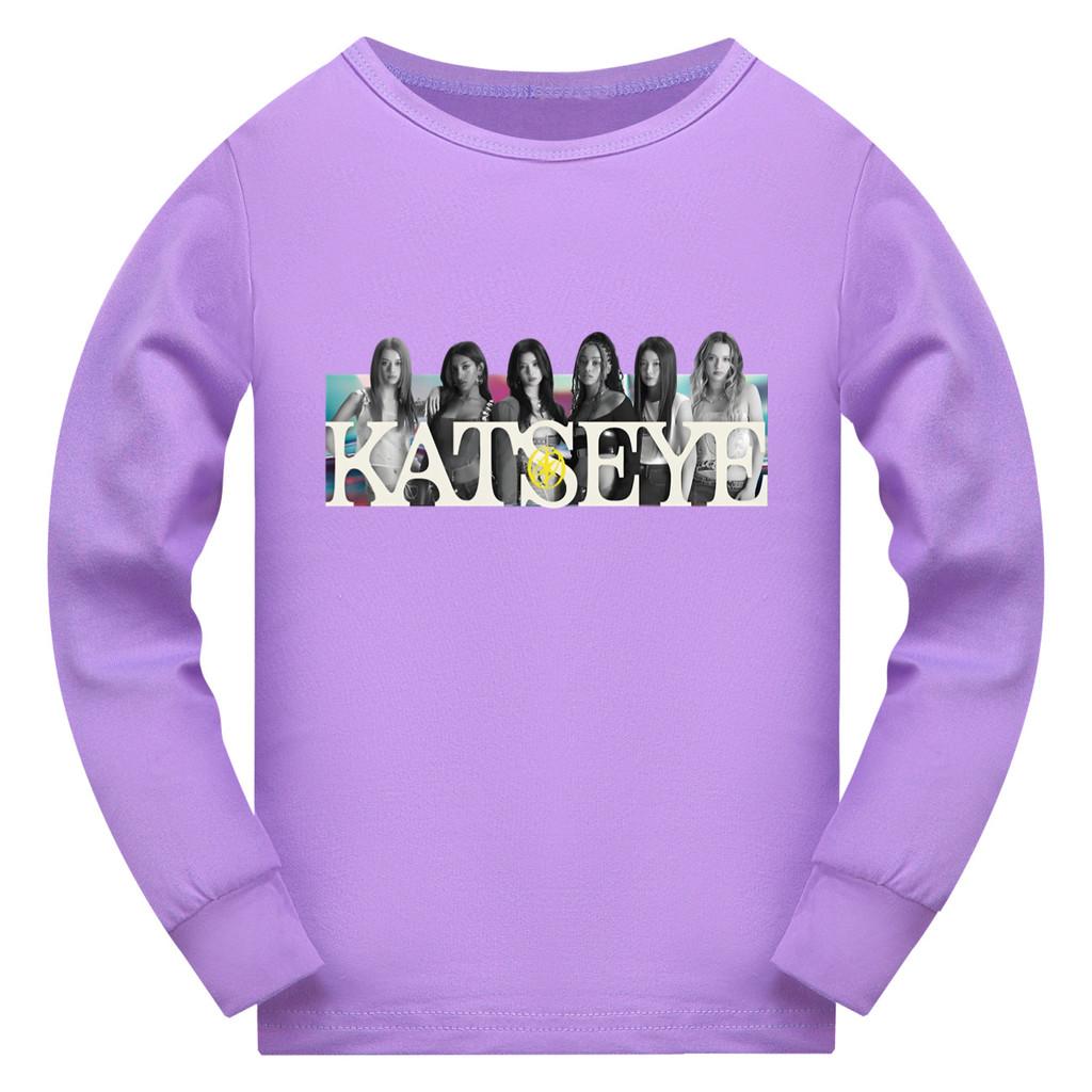 5350 Детская футболка с длинными рукавами для девочек с принтом KATSEYE