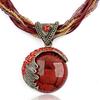 Bohemian European & American Fashion Beaded Necklace with Vintage Rhinestone Pendant