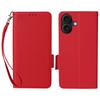 For iPhone 17 Case with Wrist Strap Litchi Texture PU Leather Wallet Phone Cover