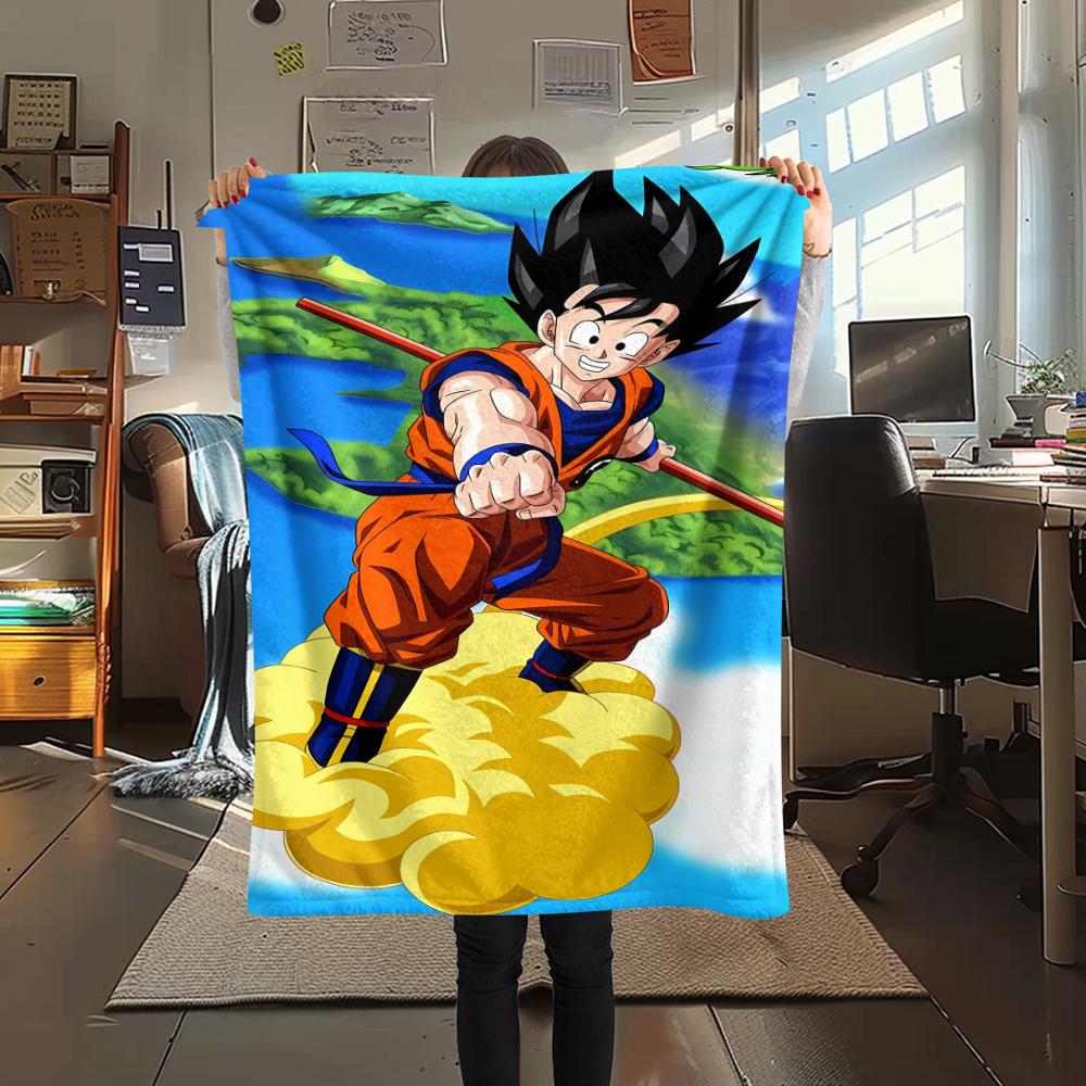 Фланелевое одеяло с принтом персонажей Dragon Ball, Высококачественное, Удобное для всех сезонов, Декор для дома, Тепло и уют, Идеально для рождественских подарков